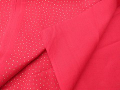 Lot of 2 – Jo-Ann Fabrics Cotton Red & Green Solid With Gold Dots 2 Yds Each