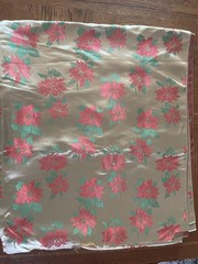 Vintage Poinsettia Satin Brocade Fabric 6 Yards Metallic Gold Red Green