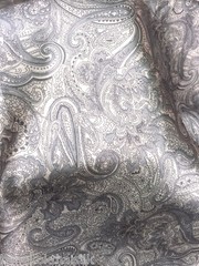 Paisley Print NON-STATIC Viscose Satin Feel Material Fabric BTY 60″W -Grey