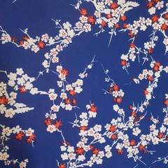 Vintage Whittaker Textile Imports Knit Floral Fabric Blue White 60″ W 1 2/3 yds