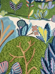 Thibaut F945009 Albero Green and Blue Cotton Chintz Fabric 5 Yards