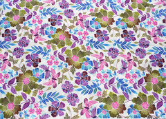 JoAnn Fabric Flowers Butterflies Olive Green Purple Pink Blue Lightweight BTY