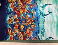 PRINTEX FABRICS #PTK-132 DOLPHIN & FISH SINGLE BORDER-BY THE YARD