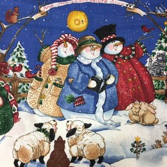 Christmas Holiday Fabric Cotton 44in W X 1-1/2yd Whimsical Snowman Panel Pattern
