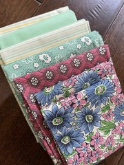 1930’s Vintage Feedsack Fabric- Over 1.75 Yards Total- Green Reproduction- VTG