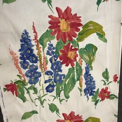 Vtg TEXOPRINT Fabric Original Design 361/8 Floral Watercolor Netherlands 2.5 Yd