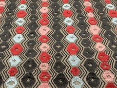 Nina Campbell Geometric Cut Velvet Fabric- Flyte Red Chocolate 3.1 yd NCF4371-01