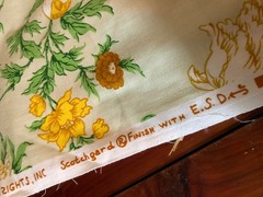 Vintage COHAMA Vat Screen Print Fabric Remnant 44”L x 20”W Felicia Floral Green