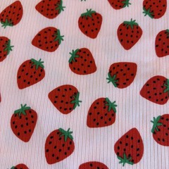 One & One Half Yard 60” Wide Light Pink Rib Knit Fabric/Strawberries On It NEW