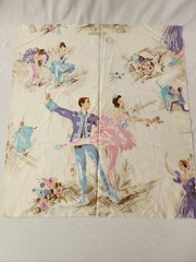 Vtg Mid Century Fabric Ballerina Ballet Pastel MCM Impressionist 50s 60s Remnant