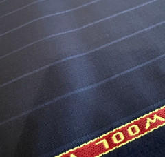 Tallia di Delfino Super 130’s Wool Fabric Navy Stripe 3.5m / 3.8yd Italy Bespoke