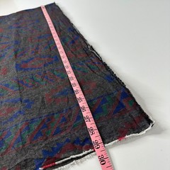 Southwestern Geometric Fabric Remnant 58×32 Gray Red Blue Green Aztec Cut READ