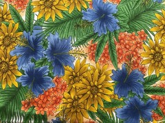 fabric Jungle Flower Colorful By Fabri-Quilt 42”X 27”