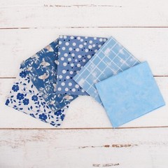 Threadart Exclusive 5 Fat Quarter Bundle Set – Lt Blue 100% Cotton Fabric