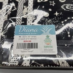 Diana Pineapple Pack 10 6.5” X 43” Strips 2 X 5 Fabrics “ Space Travel”