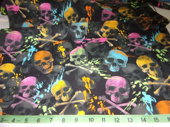 FABRIC TRADITIONS HALLOWEEN FABRIC WITH SKULLS, REMNANT 20″ X 40″