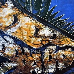 Fish Swimming Bottom Ocean Rocks Seaweed Indonesian Batik Panel