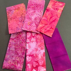 Pink Red Purple Fabric Lot Fat Quarters Quilting Cotton Batik + Mettler Thread