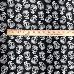 Halloween Black Gray White Sugar Skulls Collage Cotton Fabric BTHalfY #68