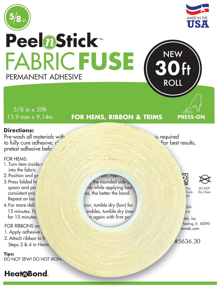 PeelnStick Fabric Fuse Hem Tape – Double Sided Fabric Adhesive – No-Sew, No-I…