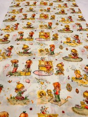 Darling 70s Girls With Cats Manes Holly Hobbie Inspired 45” Wide 7 Yards Fabric
