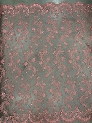 Melody DUSTY PINK Polyester Floral Embroidery with Sequins on Mesh Lace Fabric