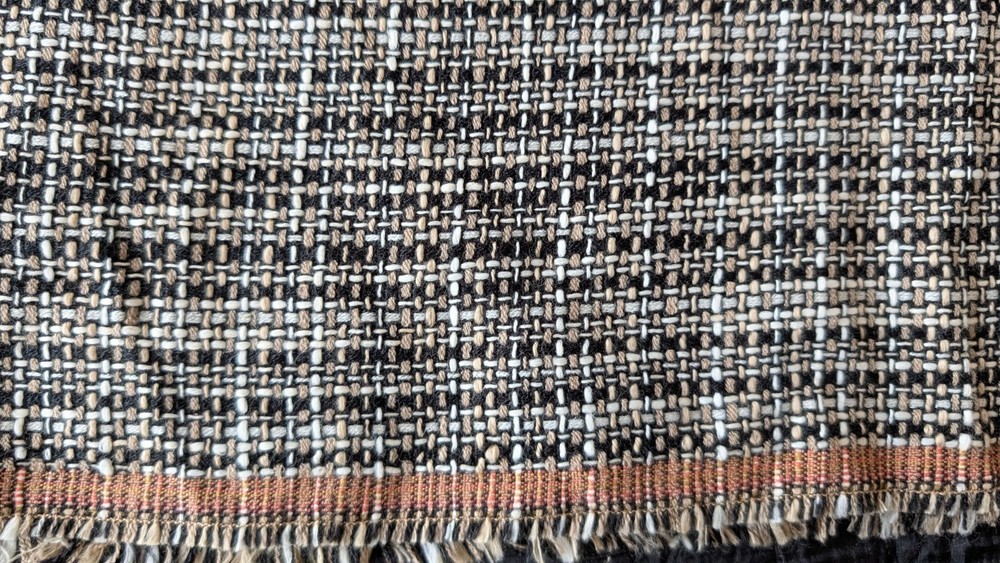 Silk Novelty Hand-woven plaid fabric remnant 60″ w irregular all one piece ..