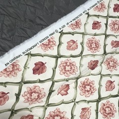 Vintage Bloomcraft Floral Soil & Stain Repellent Fabric Cream Pink Green P-520