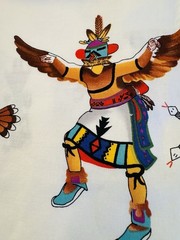 Alexander Henry Cotton Fabric Kachinas 48 x 40 Finished Edge Table Cover or Re