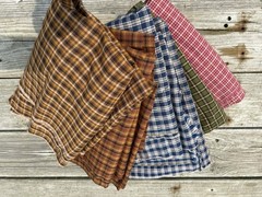 11 + Total Yards Of Vintage Cotton Homespun Plaid Fabric Fall Colors