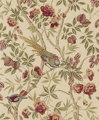 SANDERSON CURTAIN FABRIC DESIGN “Abbeville” 8.4 METRES RUSSET/SAND LINEN BLEND