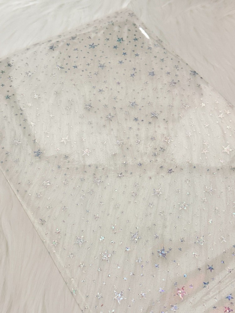 Clear Holographic Sparkle Stars | Transparent PVC Vinyl Sheets DIY Crafts 8”x13”