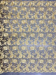 Dakota GOLD Polyester Corded Floral Embroidery on Mesh Lace Fabric by the Yard