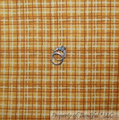 BonEful Fabric FQ Cotton Quilt Yellow Gold Metallic Plaid Check Stripe Xmas Mask