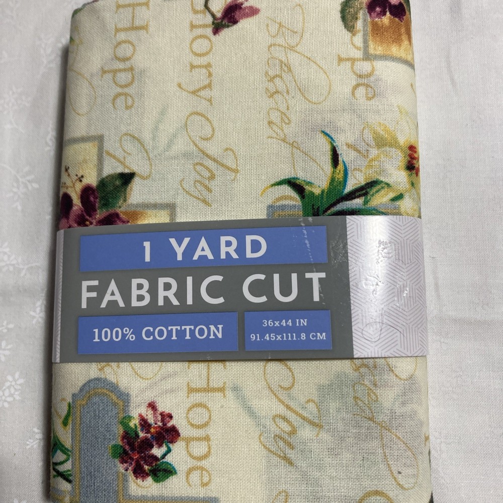 David Textiles 1 yard fabric cut 100% cotton 36x44in Hope, Joy, blessed NEW