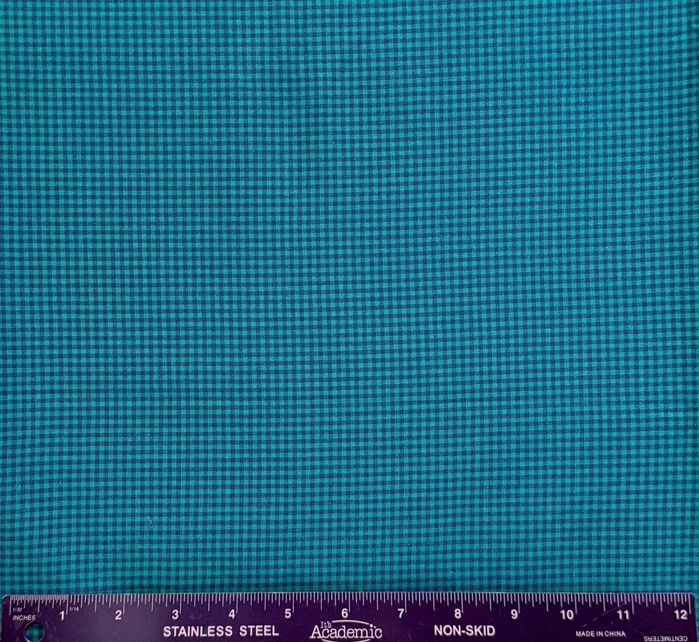 NAVY & TEAL Cotton Woven Mico GINGHAM Medium Weight Sewing Fabric BTHY or BTY