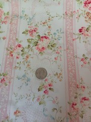 Vtg Quilt Gate by Robert Kaufman ROSES STRIPE LT PINK/PINK Cotton By the YARD