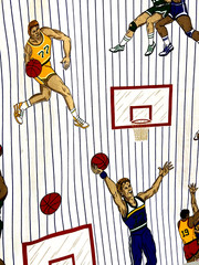 Basketball Print by Princess Fabric Inc White Multicolor 42″ x 53″ L