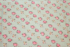 1930s reproduction fabric cotton quilt Teal w/ pink mauve flowers 43″x1/2 yd