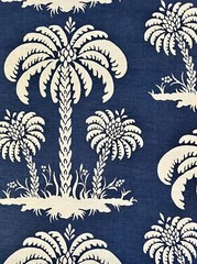 Thibaut Fabric Palm Island Navy F913149 Linen Blend 2 2/8 Yards
