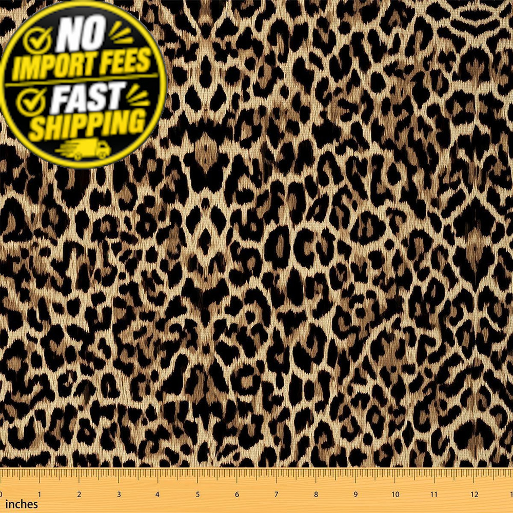Erosebridal Leopard Print Flannel Fabric By The Yard Black 1 Yard, Multi 23