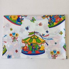 1977 Pattern Rights White Primary Colors Carousel CottonPoly Fabric 2.5yd x 44″