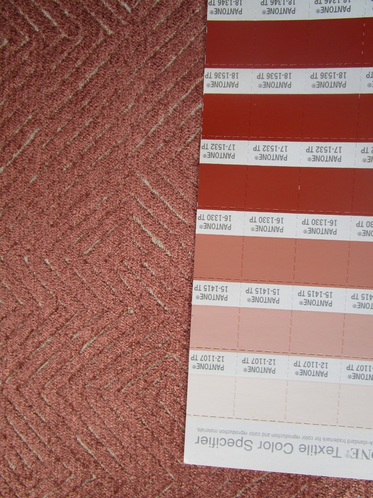 Peach Clay Terracotta Velvet Fabric with design Grid