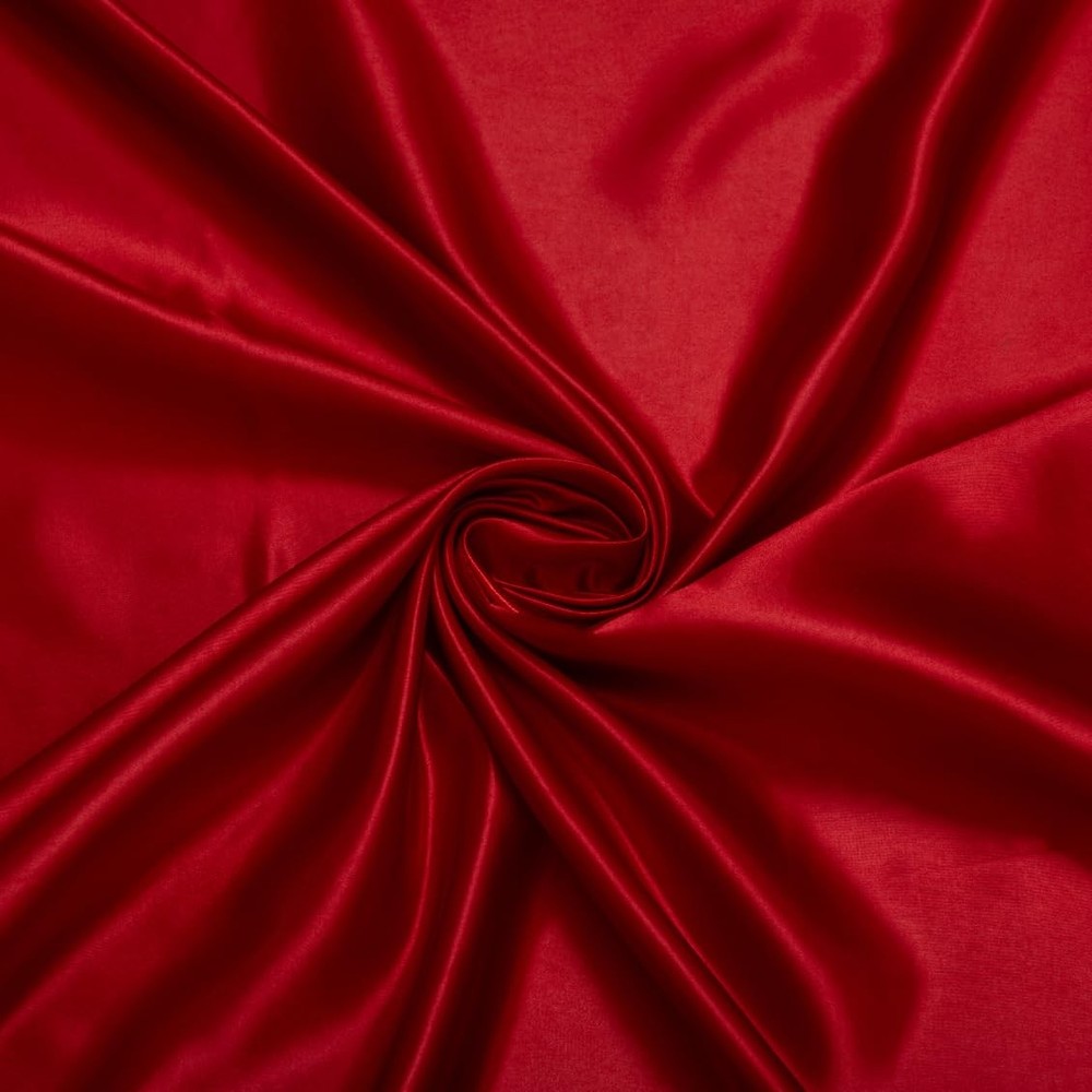 Fynite Apple Red Satin Fabric By Yard, 44″ Wide Soft & Shiny Charmeuse Satin