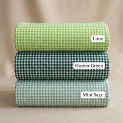 Green Gingham Fabric Poly Cotton 1/8 Inch Small Check 60 Inch Wide
