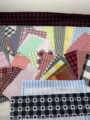Fabric Scraps Gingham Plaid Stripes 2 1/2” – 5” Wide Crafts Quilting Red Blue