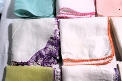 Lot of 9 Vintage Handkerchiefs With Crocheted Borders, Some Slightly Imperfect