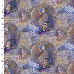 Angel Of Peace Doves in Flight Digitally Printed BTY Wishes Fabric