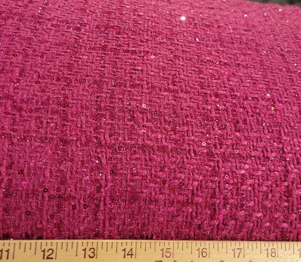 Hot Pink w/ Tonal Sequins Soft Textured Flat Boucle Suiting – Chic! Fun!