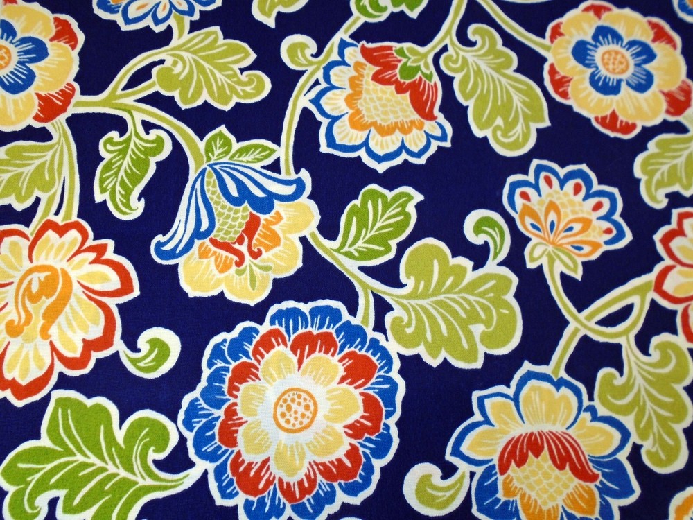 Better Homes Gardens Richloom Outdoor Upholstery Jacobean Navy Fabric 40 x 56″ +